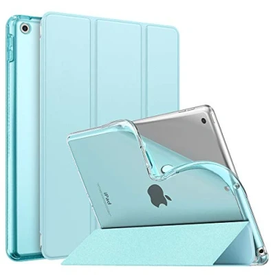 Immagine di MoKo Cover per Nuovo iPad 10,2&quot; 9a Gen. 2021 / 8a 2020 7a 2019, Custodia Ultra Sottile Leggero Tri fold Auto Sveglia/Sonno con Retro Semi trasparente in TPU, Cielo Blu