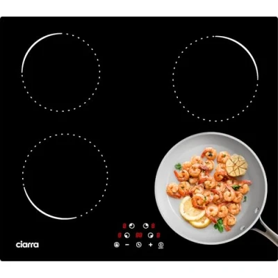 Immagine di CIARRA CABBIH4 C Piano cottura a induzione 4 zone, 60 cm, funzionamento touch con piastre, 9 livelli di potenza, timer 6000 W
