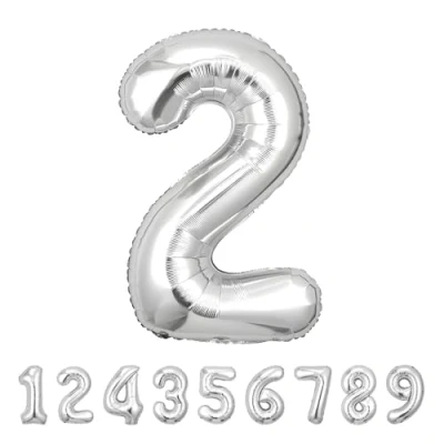 Immagine di Palloncini Compleanno 2 Anni Argento 101 CM Palloncino Numero Decorazioni Vola con l’Elio
