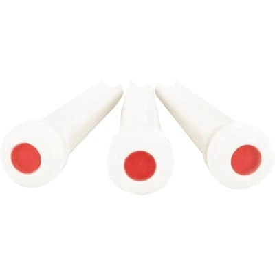 Immagine di Martin Set di 6 perni per ponte chitarra acustica, colore bianco osso con intarsio rosso, pin confezione