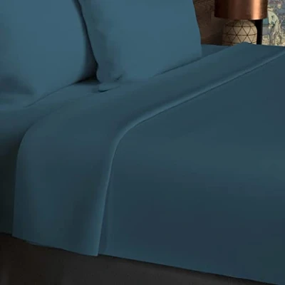 Immagine di Soleil d&#039;ocre Uccisione Plat, Cotone, Blu (Blu Petrolio), 240 x 290 cm