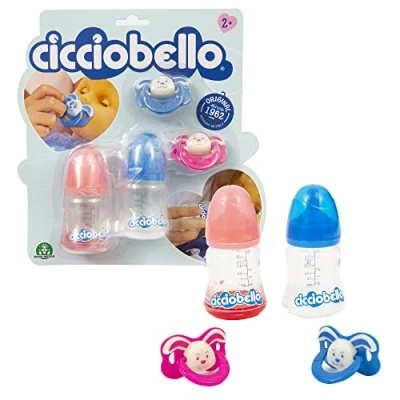 Immagine di Cicciobello Set Accessori, con 2 Ciucci e Due Biberon per la Bambina che Vuole Prendersi Cura della sua Bambola, Bambine a Partire dai 3 Anni di Età, Giochi Preziosi, Multicolore CCB80000