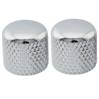 Immagine di Musiclily Pro Inch Fino 24 Scanalature Push on Manopole Dome Knobs in Acciaio 18mm per USA Chitarra Elettrica e Basso, Cromato (Set di 2)