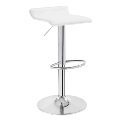 Immagine di WOLTU BH11ws 1 1X Sgabelli da Bar Sedia Cucina con Poggiapiedi Similpelle Cromato Altezza Regolabile Girevole Moderni Classici Bianco