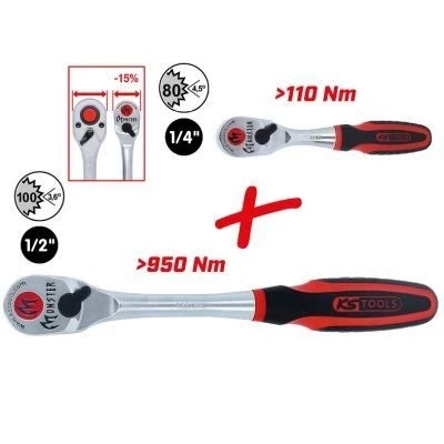 Immagine di KS TOOLS 935.0002 Serie di leve a cricco 12,5 (1/2&quot;), 6,3 (1/4&quot;)