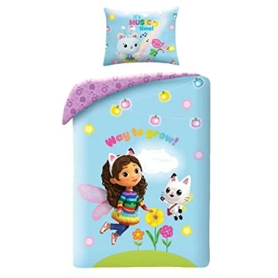 Immagine di Halantex Set Letto GABBY La casa delle bambole Gabby&#039;s Dollhouse Way to Grow Copripiumino 140x200cm con federa 70x90cm 100% Cotone Multicolore