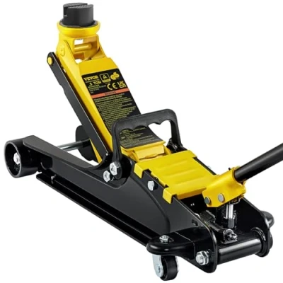 Immagine di VEVOR Martinetto Idraulico a Pavimento in Acciaio Capacità di Sollevamento Max. 2,5 Tonnellate per Riparazione Auto, Camion Barca Veicolo, Sollevatore con Ruote Altezza Regolabile tra 85 380mm