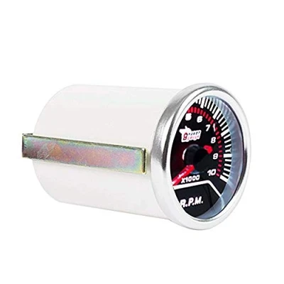 Immagine di Mintice 12V Auto 2&quot; 52mm Universale LED Bianco Leggero Manometro Tachimetro Tacho Indicatore Calibro Gauge Motore Misuratore Meter Fumo Tinta Len
