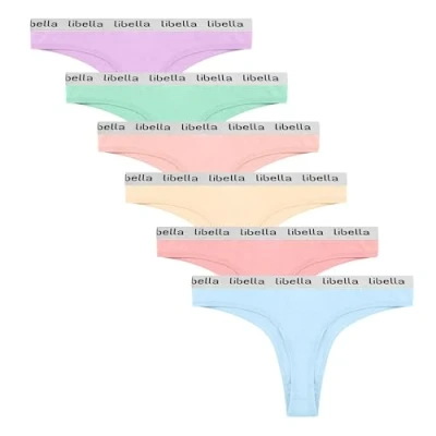 Immagine di Libella Tanga Donna Mutande in Cotone Mutantina Femminile Semplice e Confortevole Thong Elasticizzato,Women Underwear Multipack,Pacco da 6 Multicolore UN7 M