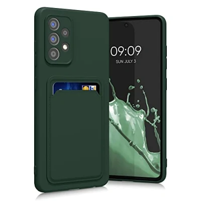 Immagine di kwmobile Custodia Compatibile con Samsung Galaxy A52 / 5G A52s Cover Back Case Cellulare Slot Porta Carte Morbida in Silicone TPU verde scuro