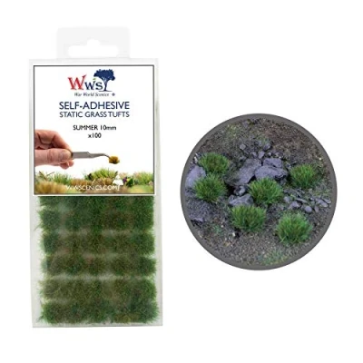 Immagine di War World Scenics 100 x Ciuffi di Erba Statica Autoadesivi Estate, 10mm Modellismo Statico Ferroviario Wargame Erbetta Sintetica Diorama Spedizione Tracciata