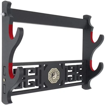 Immagine di Z fiber Sword Wall Mount Supporto per Spada Espositore Imbottito Katana Wakizashi Genji e Samurai Swords Gossip Pattern,2 Tier