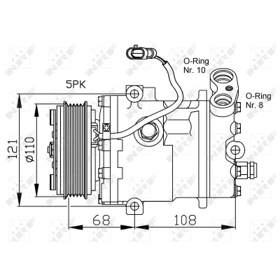 Immagine di NRF 32197 compressore Aria Condizionata SD6V10 12 PAG 46 con olio OPEL: Agila A, Corsa B Hatchback, Astra G Caravan