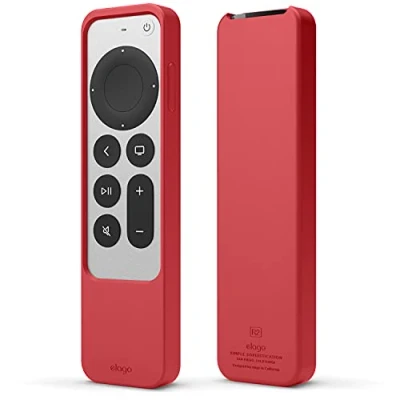 Immagine di elago Custodia Sottile R2 Compatibile con Telecomando Apple TV 4K Siri 3a Generazione(2022) e 2a Generazione(2021) Design Sottile, Leggero, Silicone Antigraffio, Assorbimento Degli Urti (Rosso)