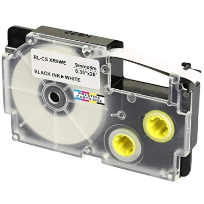 Immagine di Nastro per Etichette compatibile Casio XR 9WE 9WE1 Nero su Bianco 9mm x 8m Etichettatrice KL 60 100 100E 120 200 200E 300 750 780 820 2000 7000 7200 7400 8100 8200 P1000 C500 CW L300