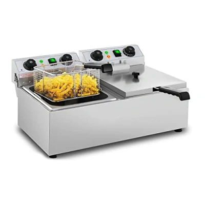Immagine di Royal Catering Friggitrice Elettrica con Timer Incorportato RCEF 10DB (2 x 10 L, 230 V, 2 3200 W, Acciaio Inox, Plastica)
