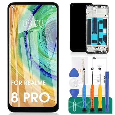 Immagine di INCELL Schermo di ricambio per Realme 8 pro / 7 display LCD Oppo Reno5 Z 4G Digitizer kit riparazione Reno4 SE con cornice (nero) senza identificazione delle impronte