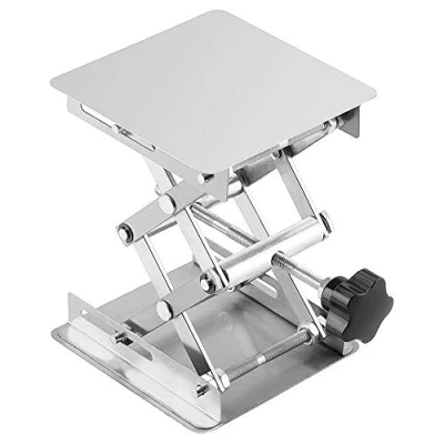 Immagine di Labasics Sollevatore Laboratorio, 100 x mm Alta Qualità In Acciaio Inox, Piattaforma di Sollevamento da Altezza Espandibile 45 a 158 mm, Peso Supportato 5 kg