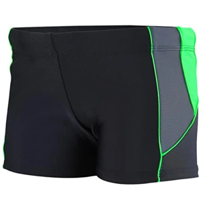 Immagine di Aquarti Calzoncini da Bagno Uomo Boxer, 07 Nero/Grafite/Verde, 3XL
