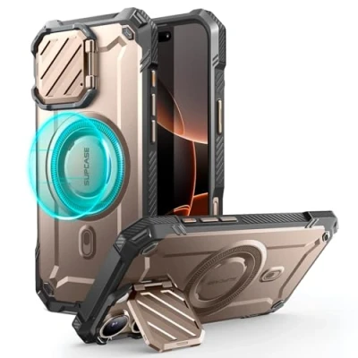 Immagine di SUPCASE Cover per iPhone 16 Pro Max 2024 con Fotocamera (UBMag XT), [Compatibile MagSafe] [Cavalletto Integrato] Custodia Magnetica Resistente (Bronzo)