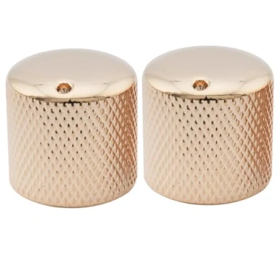 Immagine di Musiclily Pro Metrica Push on Manopole Dome Knobs in Acciaio con Punto Indicatore per Import Chitarra Elettrica e Basso, Dorato (Set di 2)