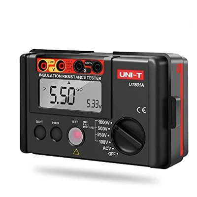 Immagine di UT501A Misuratore di Resistenza Isolamento Tester Terra Portata Megaohmmetro con Display LCD Retroilluminato