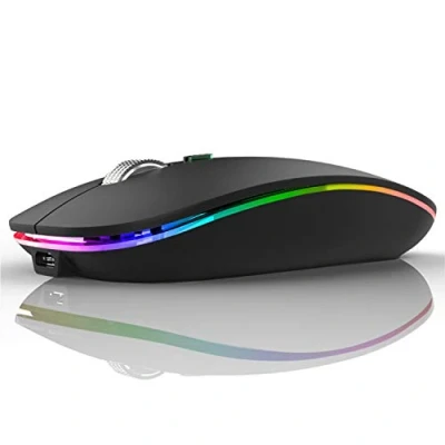 Immagine di Uiosmuph G12 Mouse Wireless, 2,4 GHz con Ricevitore USB Senza Fili, DPI Regolabile LED Wireless Ergonomico for Mac/PC/Laptop/iPad Nero Opaco