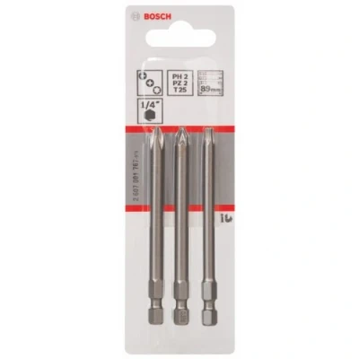 Immagine di Bosch Accessories 2607001767 Kit inserti PH 2, PZ T 25 extra duro E 6.3 3 pz.