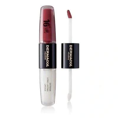 Immagine di NUOVO Dermacol Colore labbra 16 ore, lucidalabbra ad alta pigmentazione, bifasico, trucco a prova di bacio con finitura opaca e brillantezza, no. 35, Sugar Plum