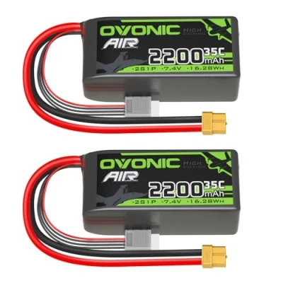 Immagine di OVONIC Batteria 2S Lipo 35C 2200mAh 7,4V con spina XT60 per elicottero aereo specifico 1:14 RC Car (2PCS)
