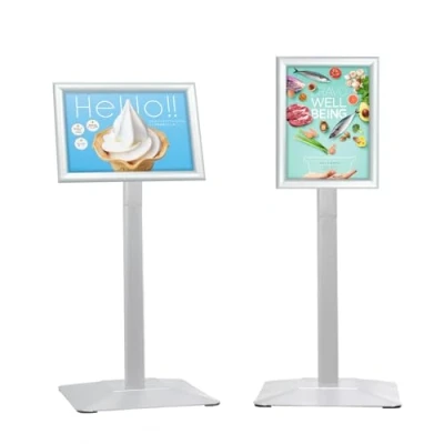 Immagine di STANDNEE espositore A4 supporto per segnaletica impieghi gravosi Cartello da pavimento, poster Cartelli in alluminio con e piedistallo gravosi, argento