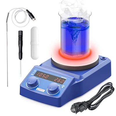 Immagine di PRECIPETTE Agitatore Magnetico Riscaldante 280C 100 1500giri/min 5L con Piastra 135mm Miscelatore da Laboratorio