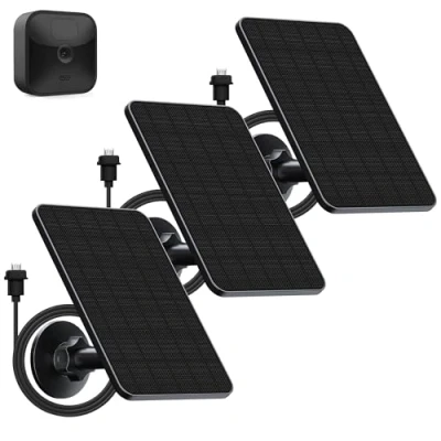 Immagine di Pannello solare per fotocamera lampeggiante da esterni, 4 W, compatibile con Blink XT2/XT e SimpliSafe (non inclusa), IP66 Outdoor (3 rd Gen) spina in gomma pezzi)