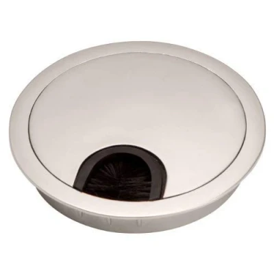 Immagine di SO TECH Passacavo metallo Dimensioni del foro Ø 90 mm cromo opaco Scrivania con guarnizione antipolvere