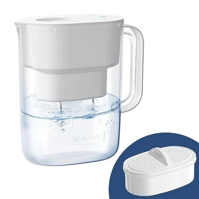 Immagine di Waterdrop WD PT 07W Caraffa filtrante da 10 tazze con 1 filtro, lunga durata (200 galloni), 5 volte a vita, riduce piombo, fluoro, cloro e altro ancora, senza BPA, colore: bianco