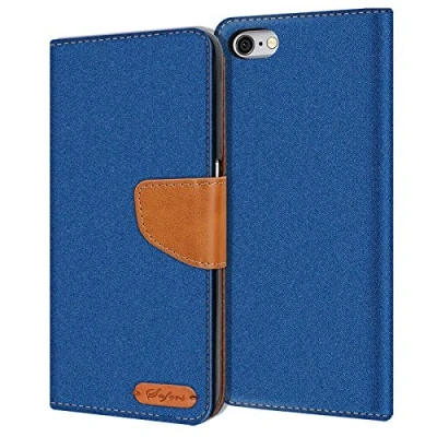 Immagine di Verco iPhone 6S Plus Custodia per Cellulare, Caso Tessuto Apple 6 / Cover Tessilo Portafoglio Case, Blu