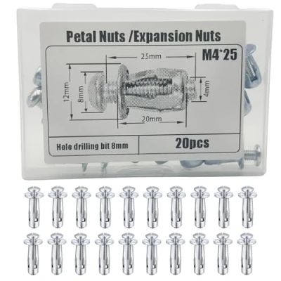Immagine di Coffee Life Plus® Dadi Jack Petali di Espansione Sottili Fissaggi Dowels con l&#039;assemblaggio Viti Assemblaggio per parete Cava in sottile morbida (M4*25MM(20PCS))