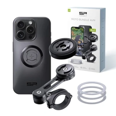 Immagine di SP CONNECT moto Bundle II con modulo anti vibrazione SPC+ per iPhone 15 Pro supporto cellulare ciclomotore accessori tutti gli smartphone come Samsung