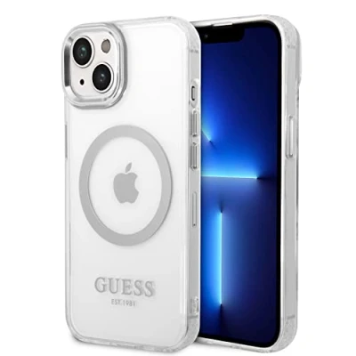 Immagine di Guess GUHMP14SHTRMS Custodia rigida per iPhone 14 da 6,1&quot;, colore: Argento