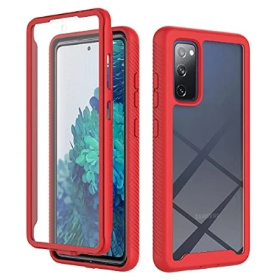 Immagine di XINNI Cover per Samsung Galaxy S20 Fe, Protezione Schermo Integrata 360 Gradi Antiurto Custodia, Rugged Doppia Faccia Bumper Trasparente Full Guscio Fronte Retro Case, Rosso