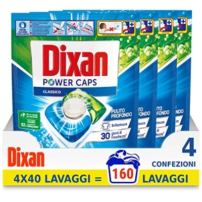Immagine di Dixan Power Caps Classico, Detersivo Lavatrice in Capsule, Confezione da 4 x 40 lavaggi