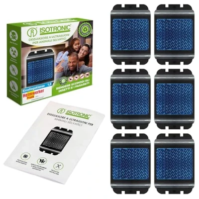 Immagine di ISOTRONIC Deterrente per cinghiale Distributore con LED blu contro cinghiali, cervi, procioni e volpi Set di 3 Protezione animali selvatici