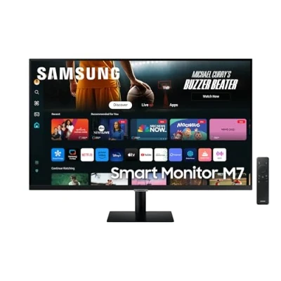 Immagine di Samsung Smart Monitor M7 (S32DM702), Flat 32&#039;&#039;, 3840x2160 (UHD 4K), Hub con app di streaming, Office 365, Gaming Hub, Speaker integrati, Telecomando, WiFi, HDMI, USB C