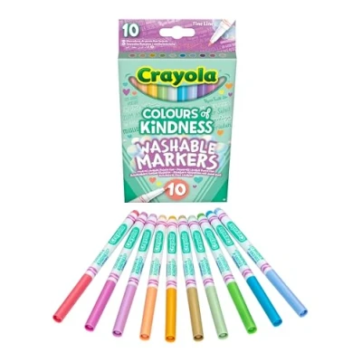 Immagine di CRAYOLA Colours of Kindness 10 Pennarelli dai Toni Pastello, Punta Fine, Colori per Tutte le Tue Emozioni, Attività Creativa Scuola e Tempo Libero, 58 7827