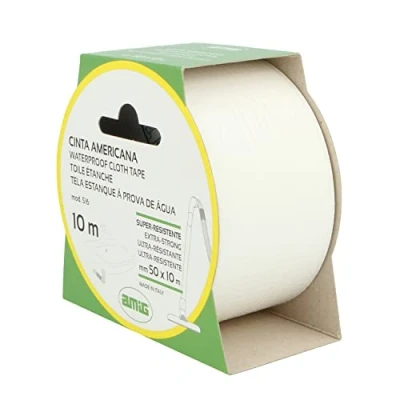 Immagine di Amig Nastro Americano Mod.516 per Fissaggio Extraforte e Resistente all&#039;Acqua Uso in Interni o Esterni Perfetto il Fai da Te Riparazioni Misure 10 m x 50 mm Colore Bianco