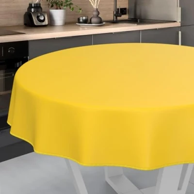 Immagine di ANRO Tovaglia cerata, lavabile, da giardino, per interni ed esterni, rotonda, 100 cm, con orlo, colore giallo