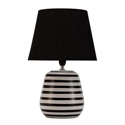 Immagine di Pauleen Dressy Sparkle luminaire 48214 tavolo max. 20 Watt realizzata a mano, nero bianco lampada da comodino look naturale in tessuto, ceramica E14, Table lamp