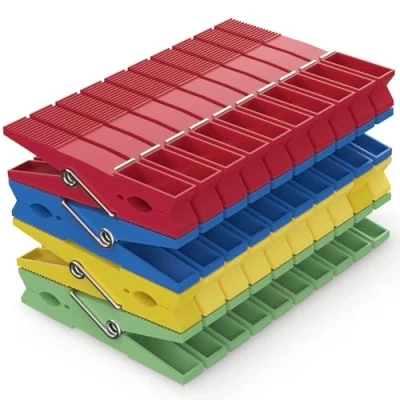 Immagine di PORTENTUM Mollette per Bucato in Plastica Riciclata, Confezione da 40, Multicolore. Ecologiche e Sostenibili, Resistenti all&#039;Esterno, Lunga Durata, Multiuso, Non Lascia Segni, Dimensioni 7,5x1x2 cm