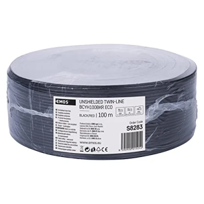 Immagine di EMOS S8283 Cavo doppio schermato, 2 x 1 mm, nero/rosso, 1,00 mm2, Set di 100 Pezzi