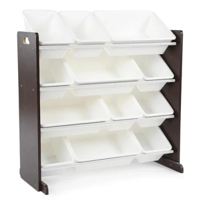 Immagine di Humble Crew scaffale per bambini, organizer giocattoli con 12 contenitori, espresso/bianco